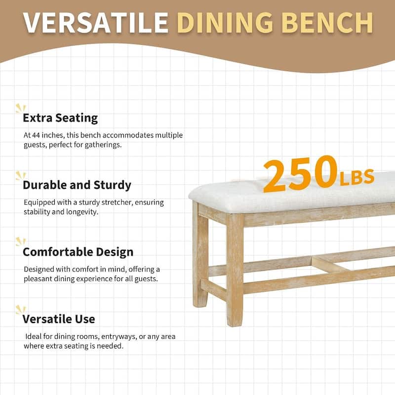 6 PCS Farmhouse Dining Table Set for 6 with Extendable Oval Table