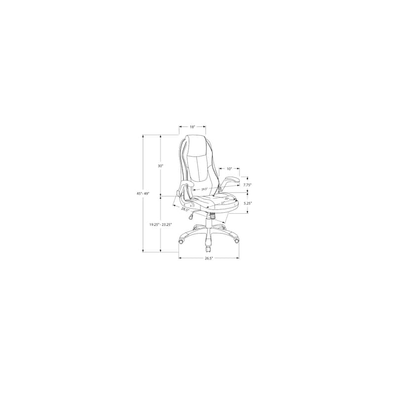 Executive Office Chair - Adjustable Height, Leather-Look, Ergonomic Desk Chair - Black Finish