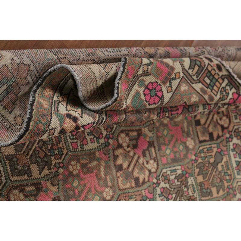 Bakhtiari Persian Vintage Area Rug Handmade Beige Wool Carpet - 6'7"x 9'7"