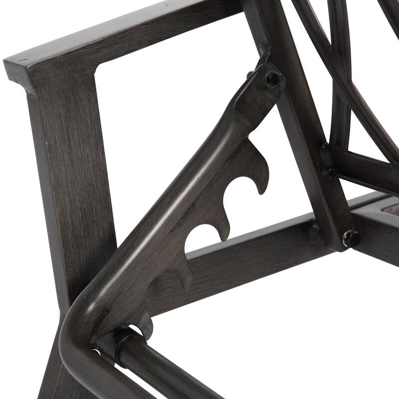 3-Piece Outdoor Cast Aluminum Chaise Lounge Chair Set with Side Table