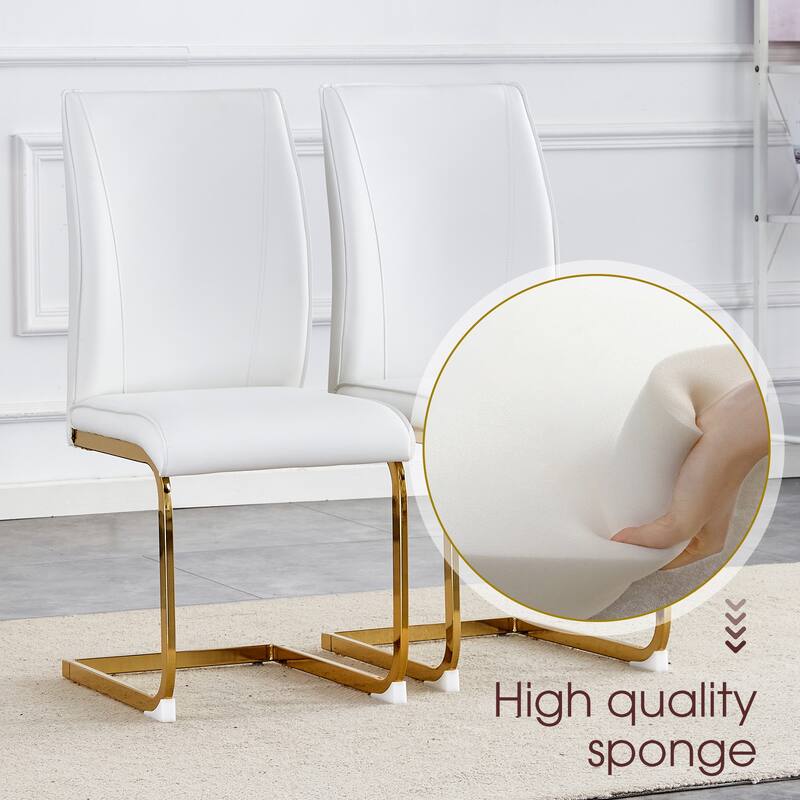 Luxury 7-Piece Dining Table Set 63-Inch Rectangular Glass Table with 6 Faux Leather Chairs Modern Kitchen Dining Table Set for 6