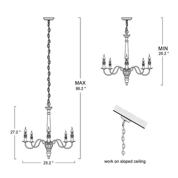 The Gray Barn 6Light Wood Candle Distressed Classic Chandelier for