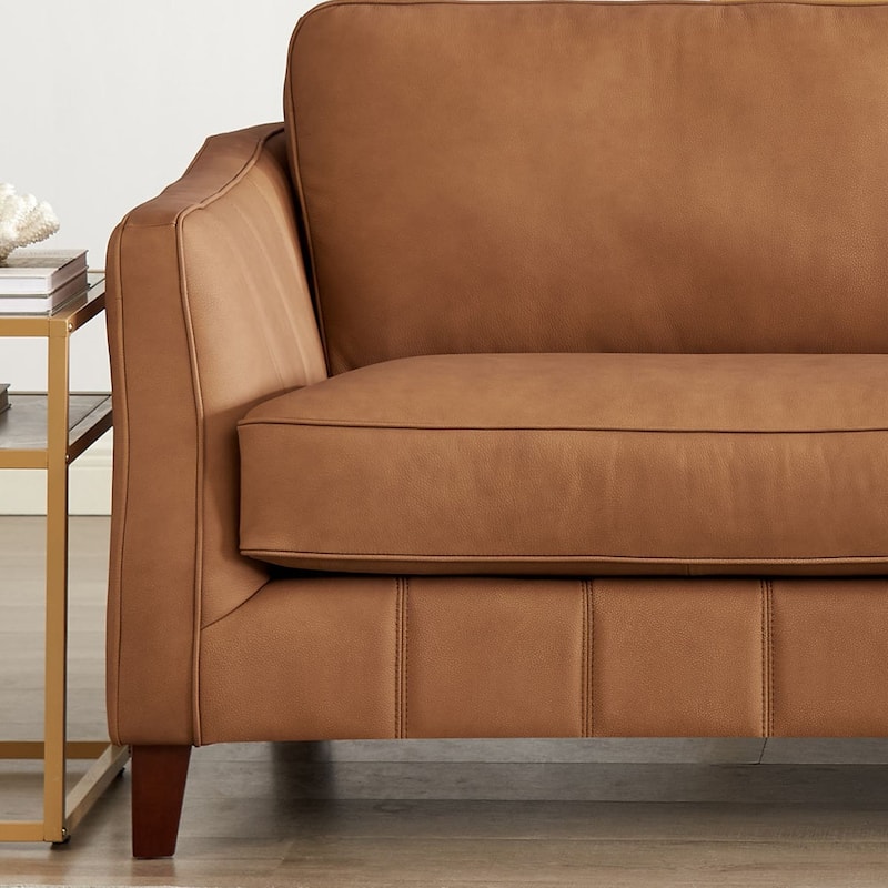Hydeline Aria Top Grain Leather Sofa Loveseat and Chair Set with Feather Memory Foam and Springs