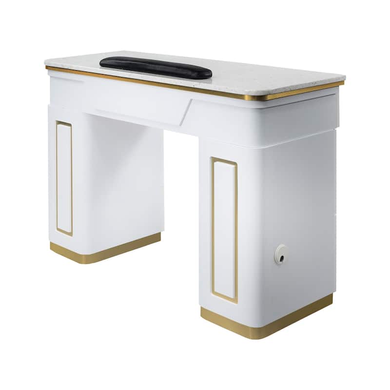 NAPA Manicure Table Nail Station, Salon Furniture & Equipment, White/Gold