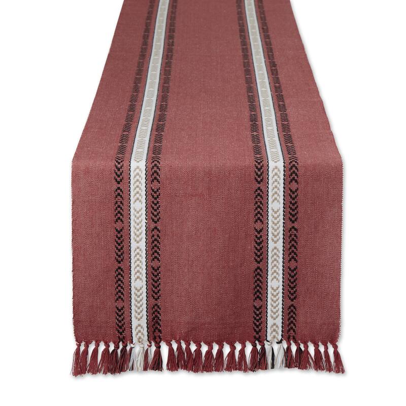 DII Dobby Striped Fringe Ribbed Table Runner - 14x72" - Orange Clay