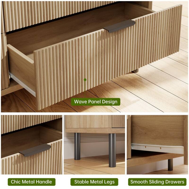 5 Drawer Dresser for Bedroom, Modern Wood Chest of Drawers with Wide Drawers