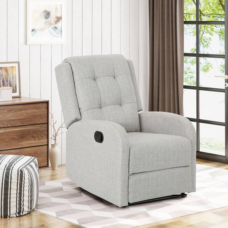 Tufted Upholstered Recliner Chair, 24.75" Manual Recliner Sofa Chair with Retractable Footrest Home Theater Lounge Chair