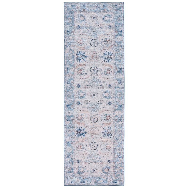 SAFAVIEH Tucson Adolfa Machine Washable Slip Resistant Shabby Chic - 2' 6" x 8' - Blue/Beige - Runner