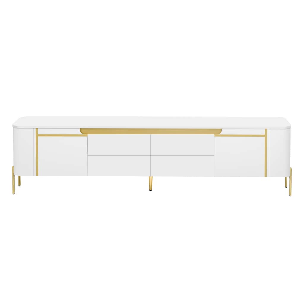 TV Stand for TV up to 80 Inches with 4 Drawers, 2 Cabinets & Metal Legs - 74.8" D x 15.7" W x 19.7" H