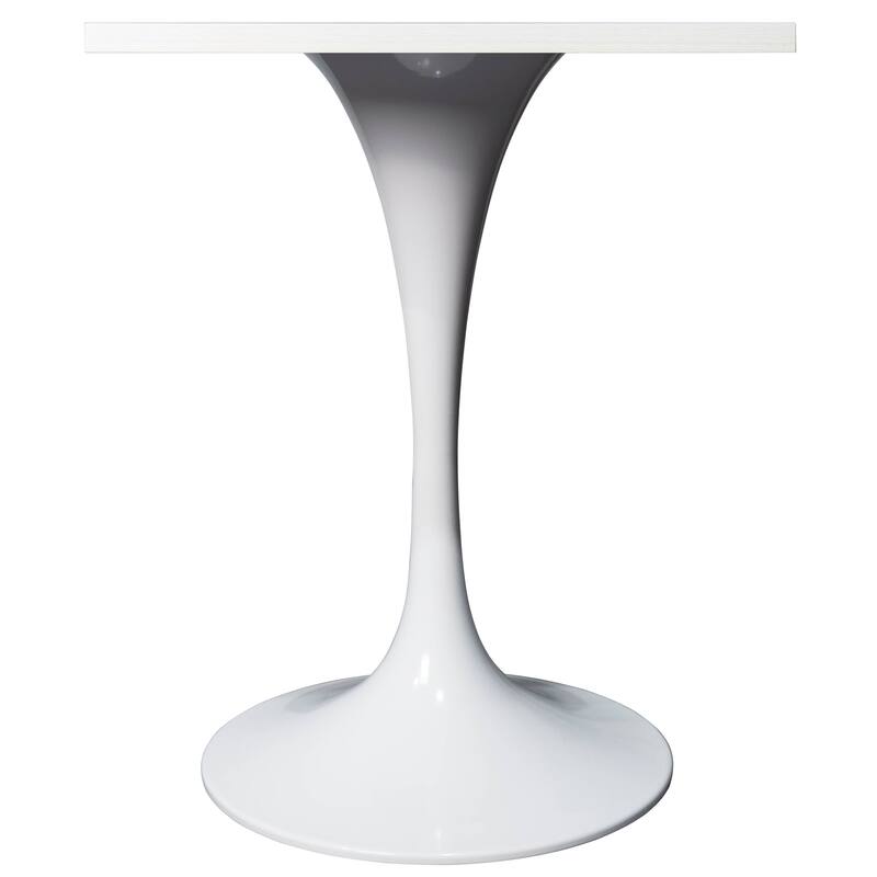 Verve 24 in. Wide Dining Table Square MDF Wood Tabletop in White Stainless Steel Pedestal Base Accent Kitchen Table