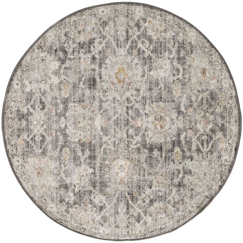 Nourison Oushak Home Indoor Persian Area Rug - 4' x Round - Charcoal