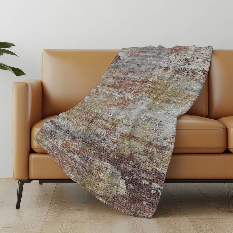 Premium Machine Washable ASB69 Abstract Modern Sherpa Throw Blanket - Multi - 4'2" x 5'10"