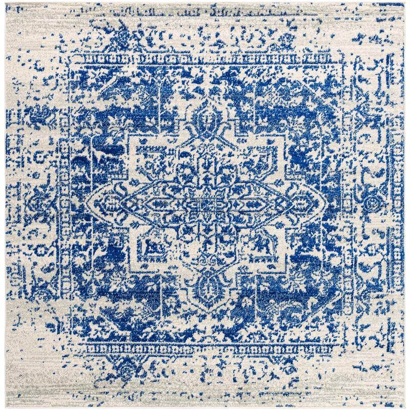 Livabliss Harput Traditional Area Rug - Blue - Square - 6' 7" x 6' 7"
