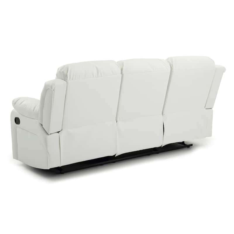 Padded Arm Channel Tufted Faux Leather Straight Reclining Sofa - 85" - White