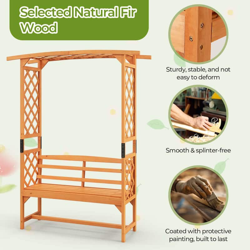 Costway 6.5 FT Tall Patio Garden Arbor with Pergola 2-Seat Bench - See Details