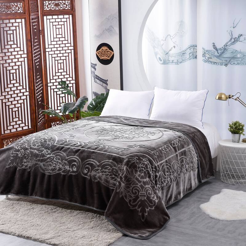 Luxury Embossed Floral Fleece Blanket