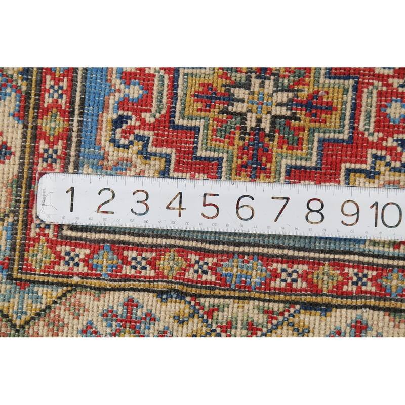 Geometric Blue Kazak Oriental Accent Rug Hand-Knotted Wool Carpet - 2'1"x 2'10"