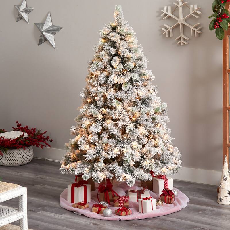 6Ft Artificial Pine Christmas Tree with Clear Lights - Pre-Lit Holiday Decor for Festive Home - Green - 72