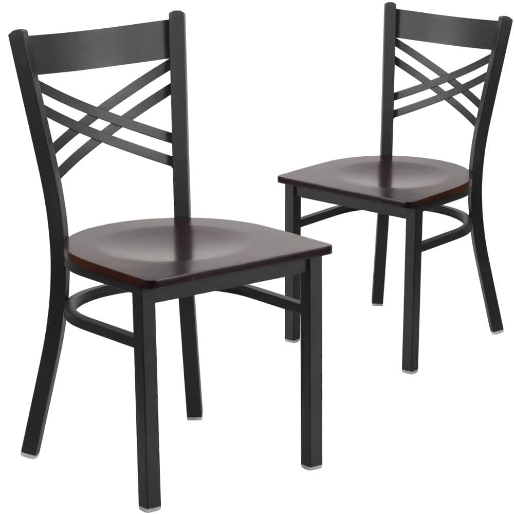 Steel X-back Restaurant Chair (Set of 2) - 16.5"W x 17"D x 32.25"H