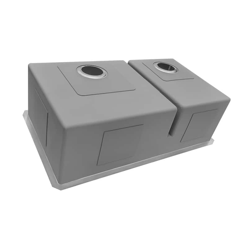Ruvati 30-inch Low-Divide Undermount Rounded Corners 60/40 Double Bowl 16 Gauge Stainless Steel Kitchen Sink - 30 x 19 - 30 x 19