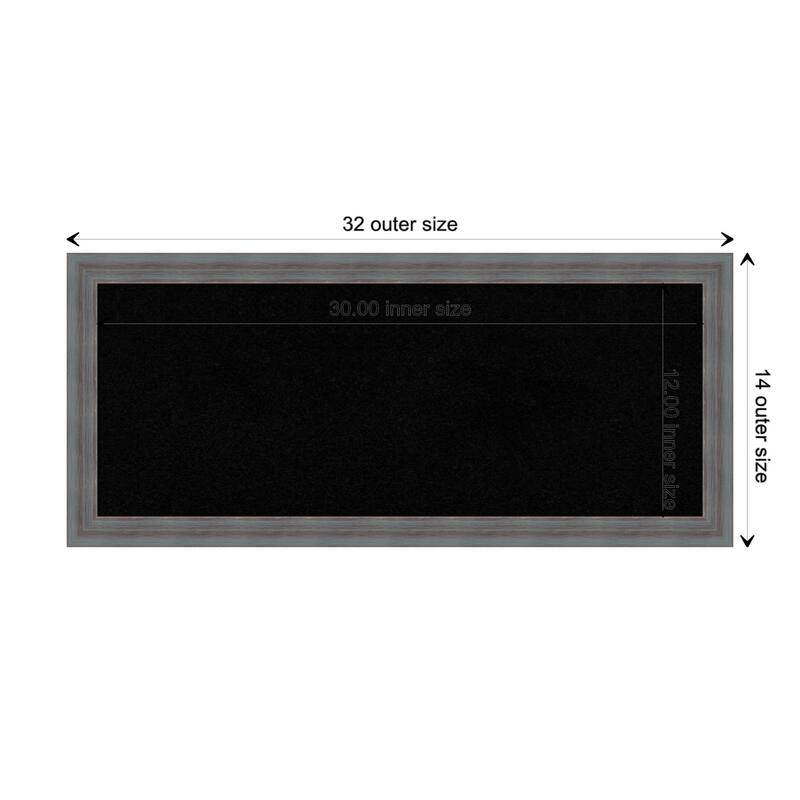 Dixie Blue Grey Rustic Wood Framed Black Corkboard Bulletin Board - Board Size 30x12