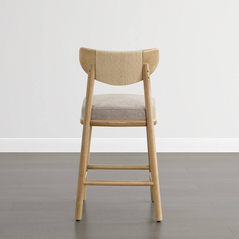 Spruce & Spring Boho Woven Bar Stool with Curved Back