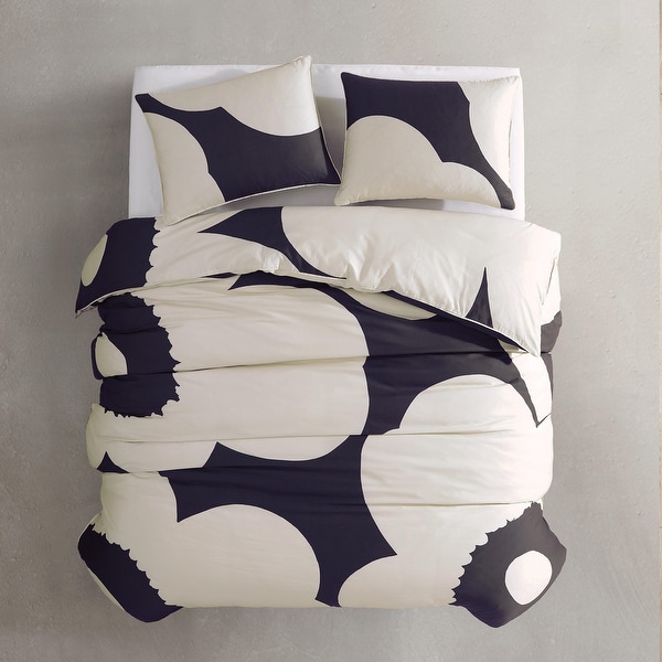 Marimekko Iso Unikko Charcoal Cotton Duvet Cover Set - Bed