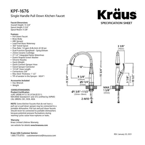 Kraus KPF-1676 Odell 2-Function 1-Handle Pulldown Kitchen ...
