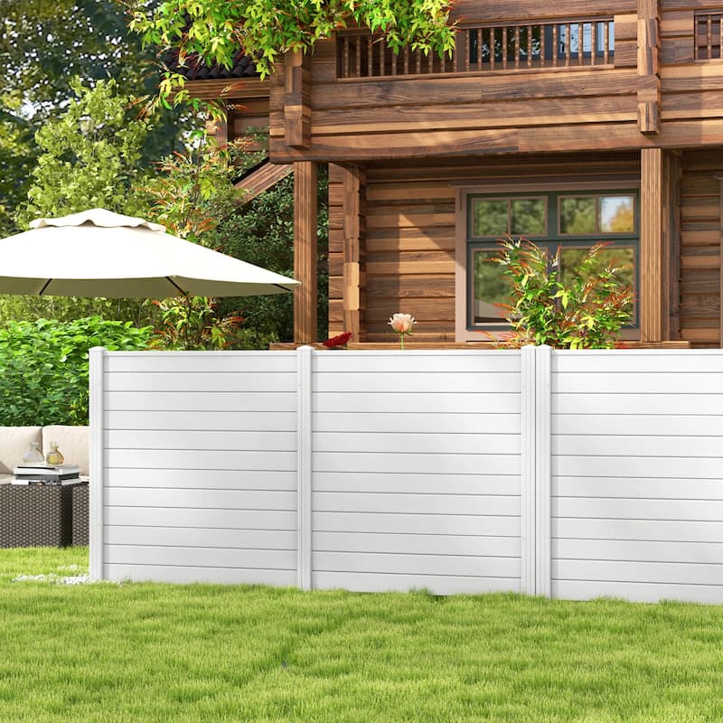 Costway Outdoor 48"L x 48"H PVC Privacy Fence Panels with Metal Ground - See Details