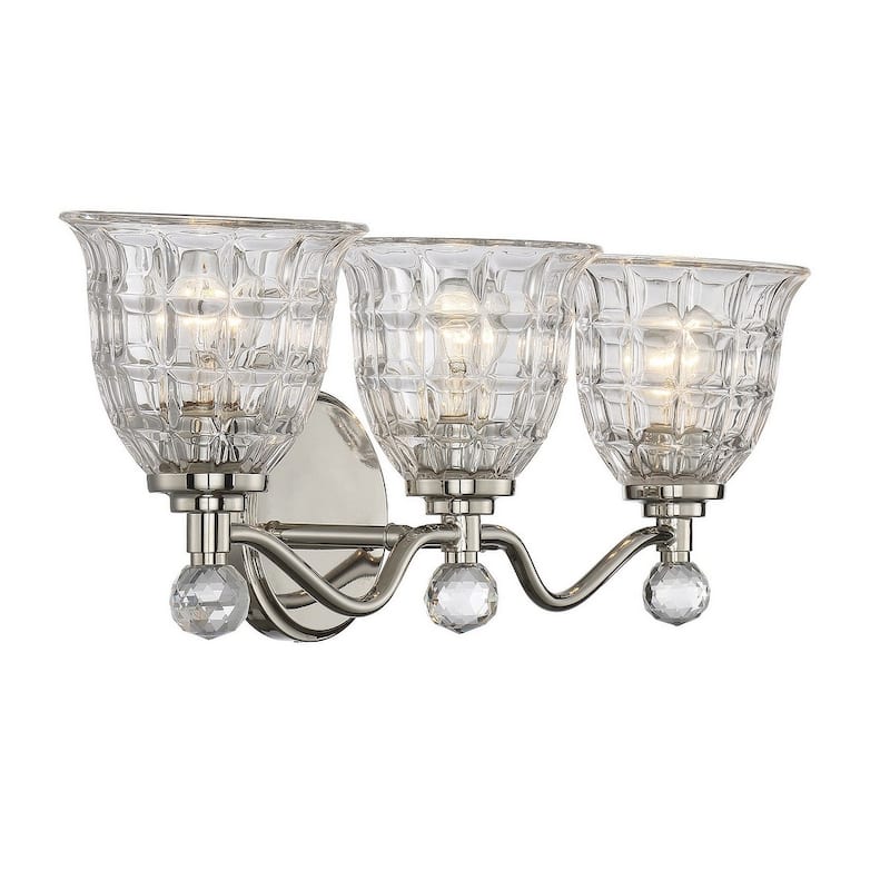 Birone 3-Light Bathroom Vanity Light in Polished Nickel - Polished Nickel