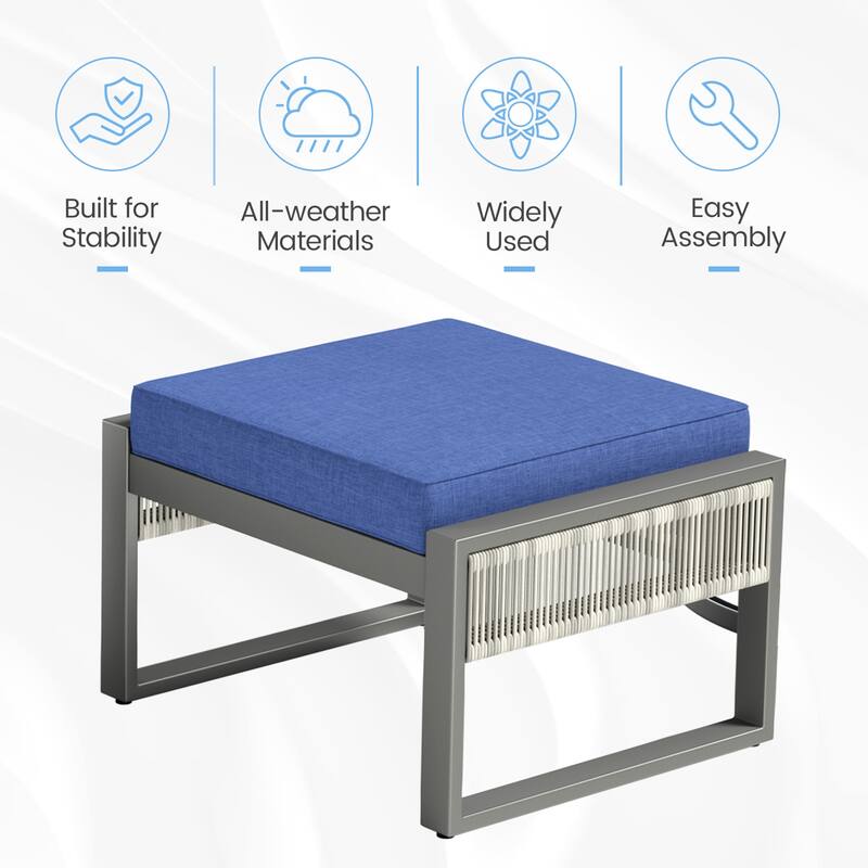 All-Weather Wicker Outdoor Ottomans PE Rattan Ottomans