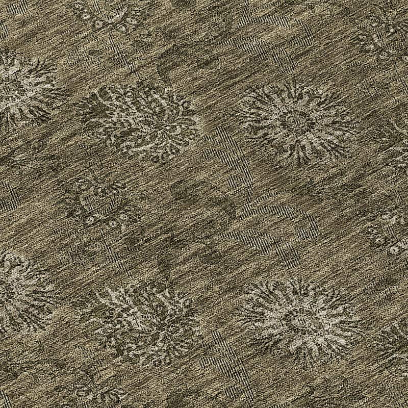 Machine Washable Indoor/ Outdoor Chantille Floral Burst Rug