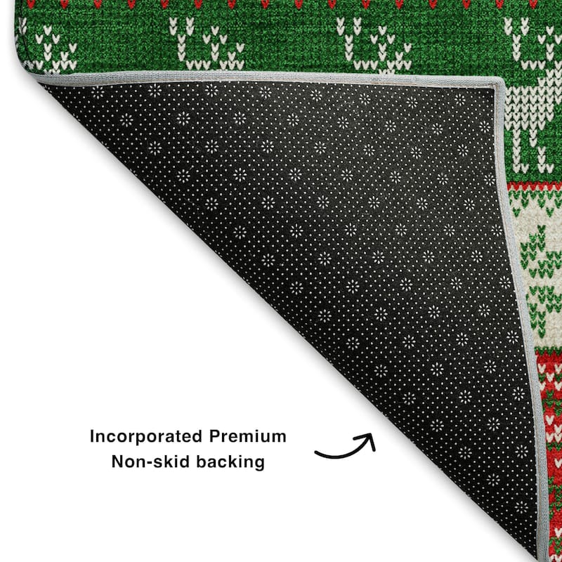 Premium Washable Super Soft Chritmas Stripes Mayfield Rug