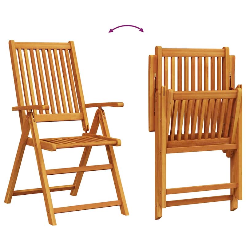 vidaXL 9 Piece Garden Dining Set Solid Acacia Wood Foldable - 22.4" x 27.2" x 43.7"