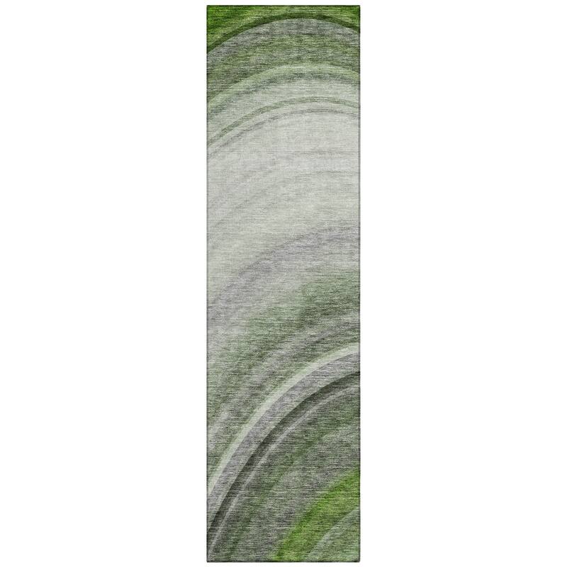 Machine Washable Indoor/ Outdoor Chantille Abstract Wave Rug