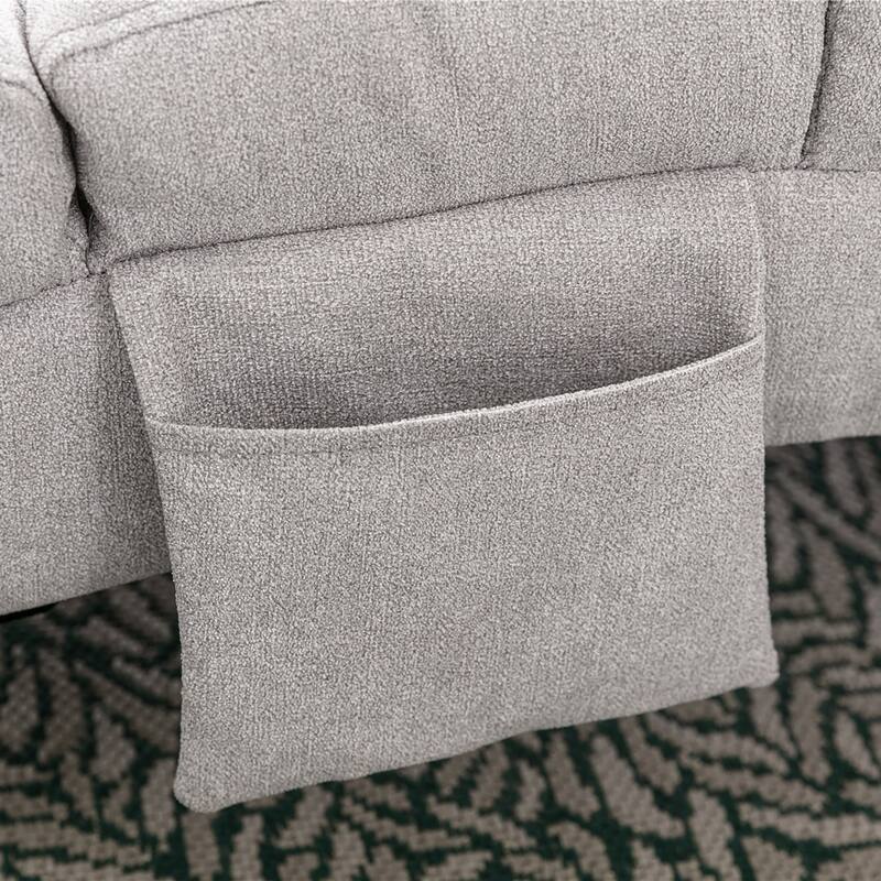 Light Grey Modern 21.65" High Back Upholstered Chaise Lounge Chair with Remote Control and Ergonomic Electric Massage