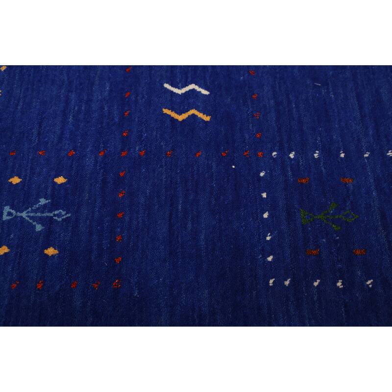 ECARPETGALLERY Hand Loomed Kashkuli Gabbeh Dark Blue Wool Rug - 5'4 x 7'8
