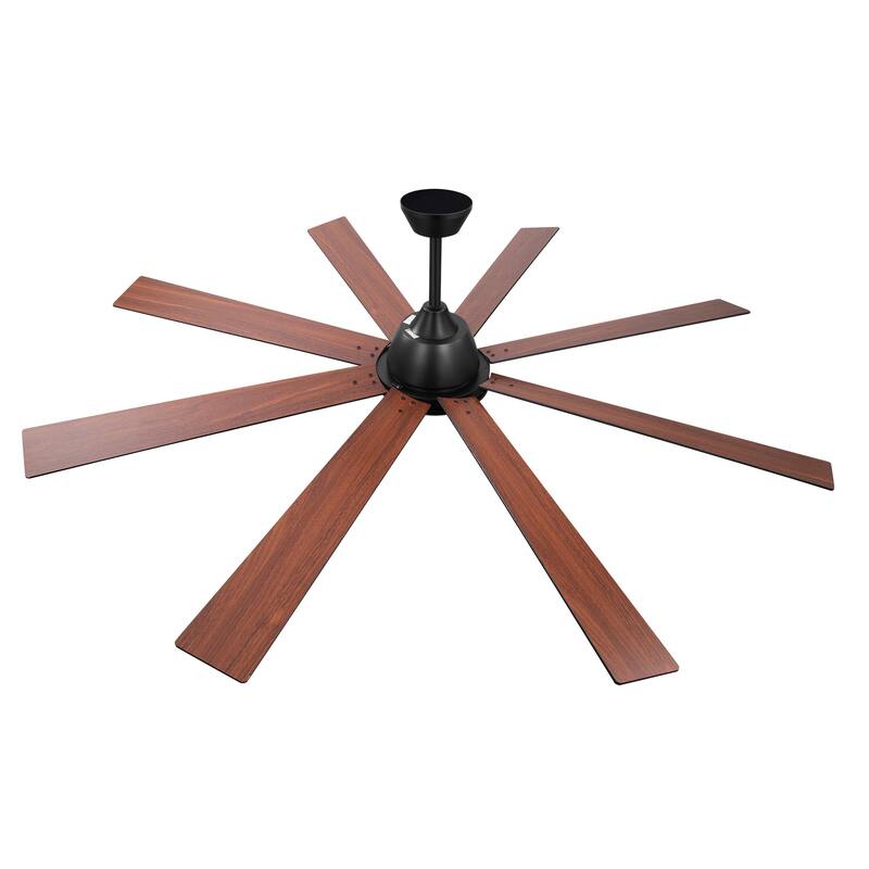 65"/72" Modern Black LED Ceiling Fan with Light Remote (8 Reversible Blades)