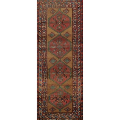 Hand Knotted Oriental 100% Wool Carpet Traditional Geometric Oranges & Rust Ardebil Runner Rug - 10' 0'' X 3' 4''