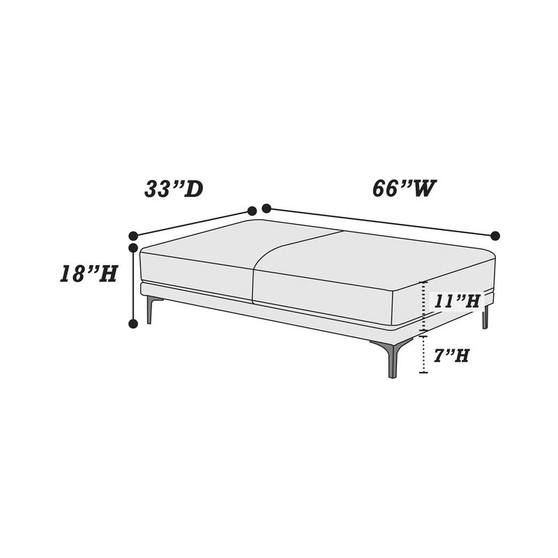 Modern Breathable Leatherette Large Ottoman Metal Legs 1pc Cocktail Ottoman Living Room - Antique Gray
