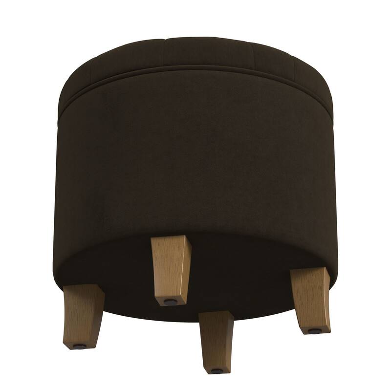 Carson Carrington Hare Button-tufted Round Storage Ottoman