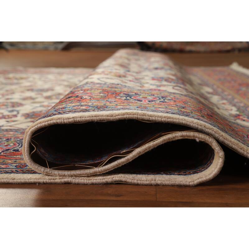 Hand Knotted Oriental 100% Wool Carpet Traditional All-Over Beige & Ivories Sarouk Area Rug - 9' 10'' X 6' 7''