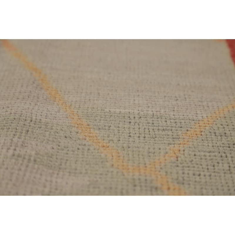 Hand Knotted Oriental 100% Wool Carpet Transitional Geometric Beige & Ivories Oushak Area Rug - 9' 1'' X 8' 0''