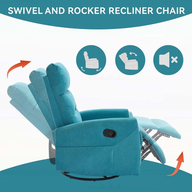Manual Recliner Chair with Rocker and Swivel,for Living Room Comfort and Relaxation