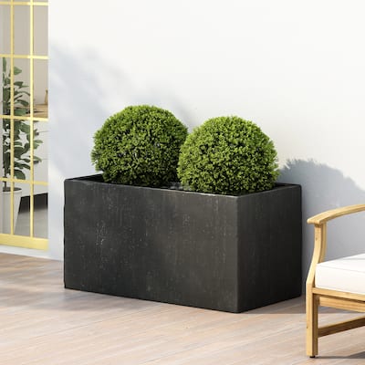 Ella Outdoor Modern Cast Stone Rectangular Planter by Christopher Knight Home