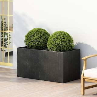 Ella Outdoor Modern Cast Stone Rectangular Planter by Christopher Knight Home