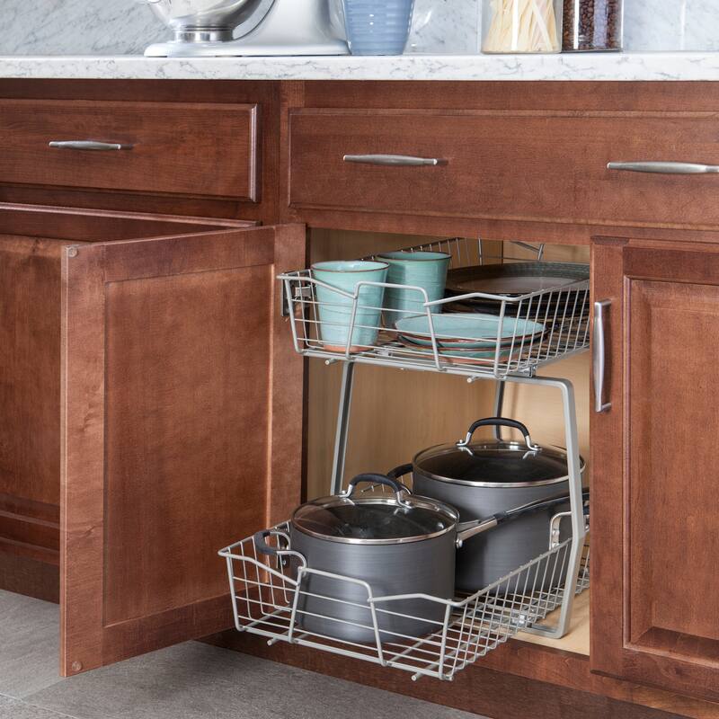ClosetMaid Two Tier Nickel Pull Out Cabinet Organizer