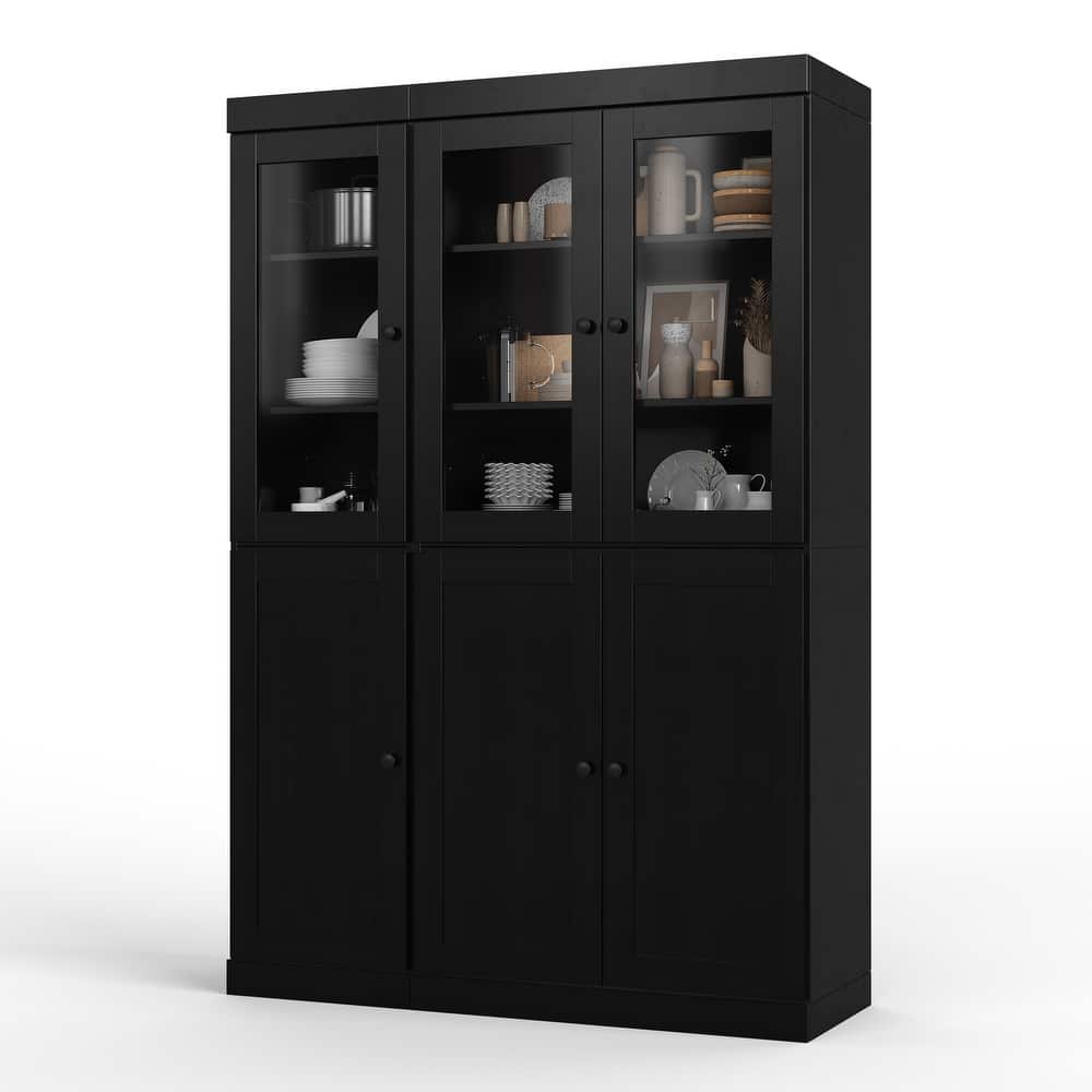 Palace Imports 100% Solid Wood Pantry China Cabinet, Shaker & Clear Glass Doors, Adjustable Shelves, 48.5" Wide, 71.5" Tall