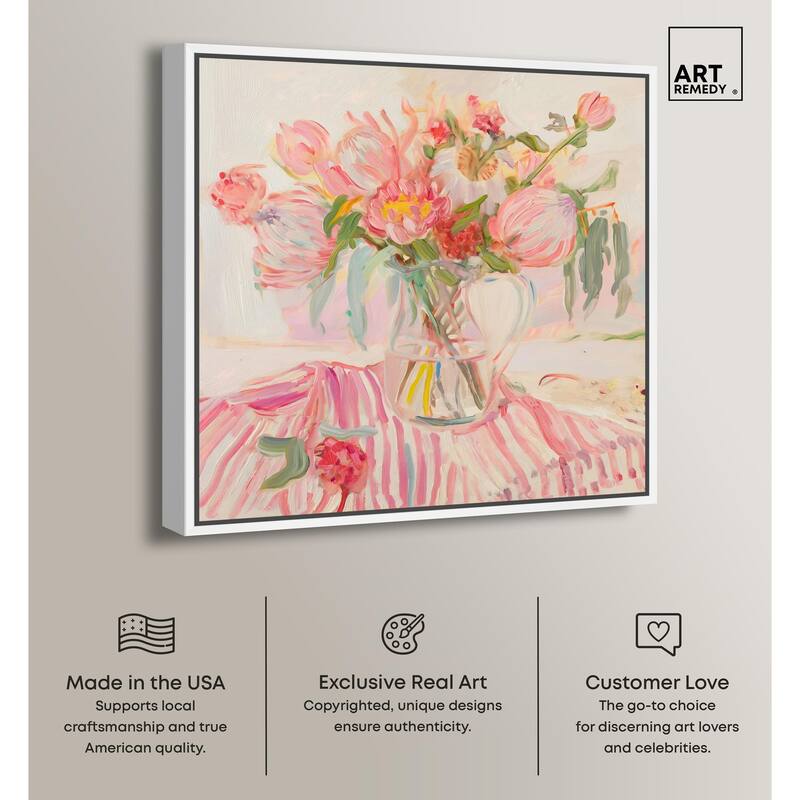 Candy Stripe Bloom Canvas by Art Remedy