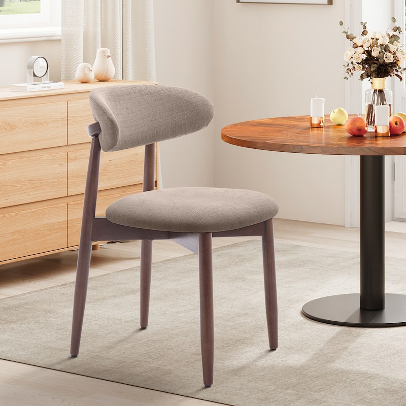 Modern Fabric Upholstered Kitchen Side Chairs, Farmhouse Dining Room Chair with Foot Pegs